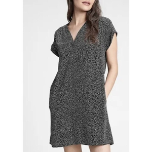 GAP Black White Polka‎ Dot V Neck Short Sleeve Casual Dress Womens Medium